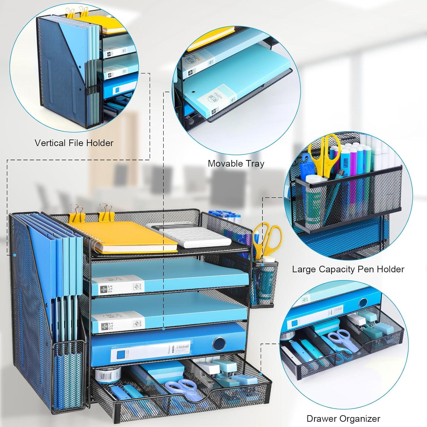 Organizador de Escritorio Lemonsea 5 Niveles Metal Negro