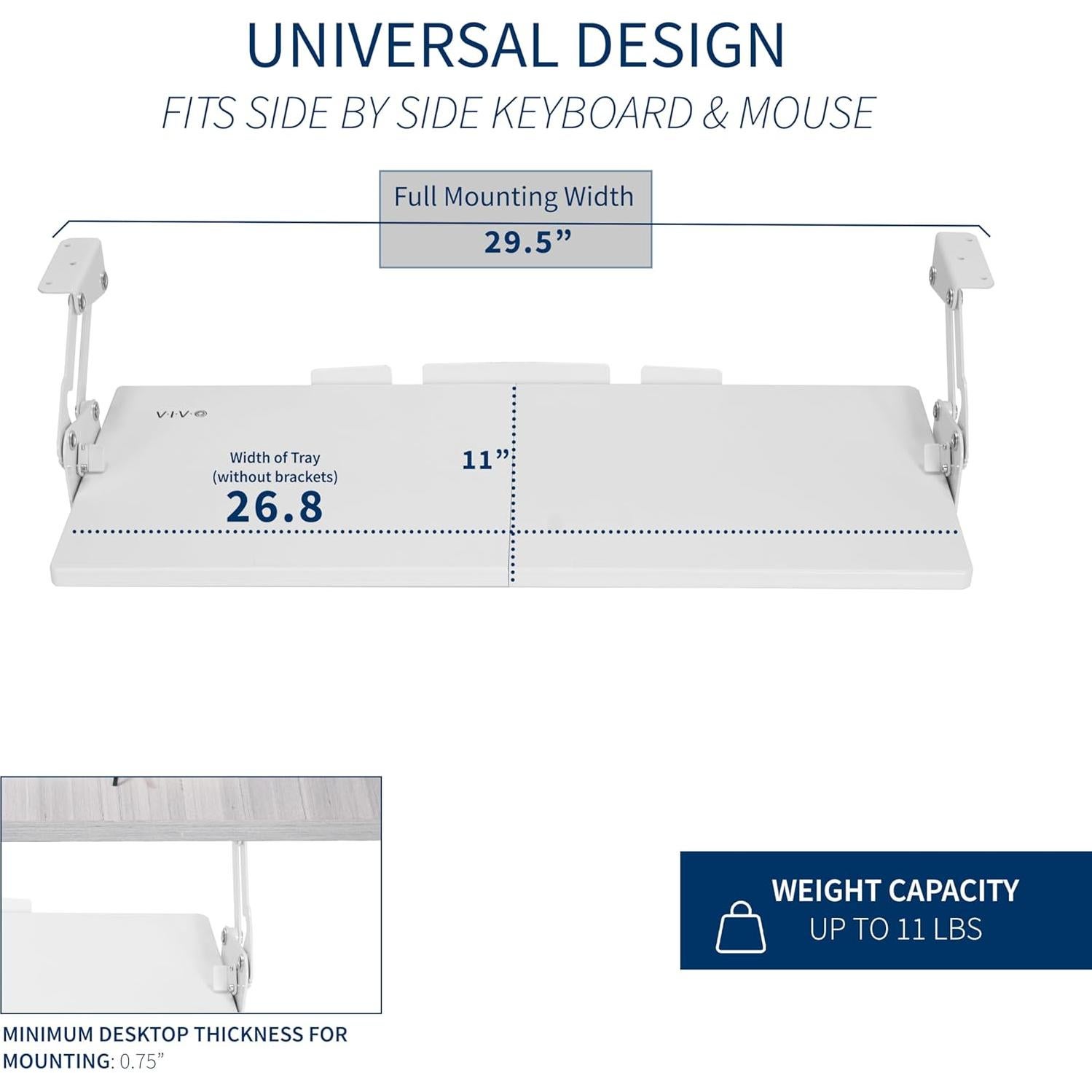 Bandeja Ergonómica para Teclado VIVO MOUNT-KB08SW 68.6x27.9cm