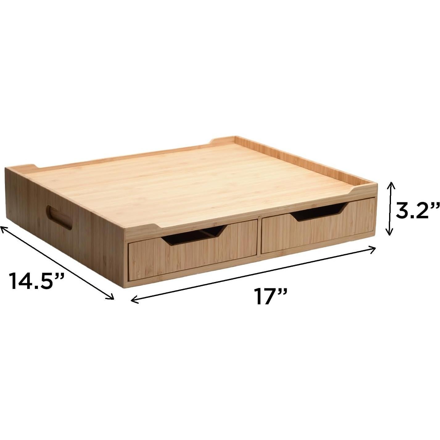 Cajón de Bambú MobileVision con Bandeja Deslizante 2 Cajones