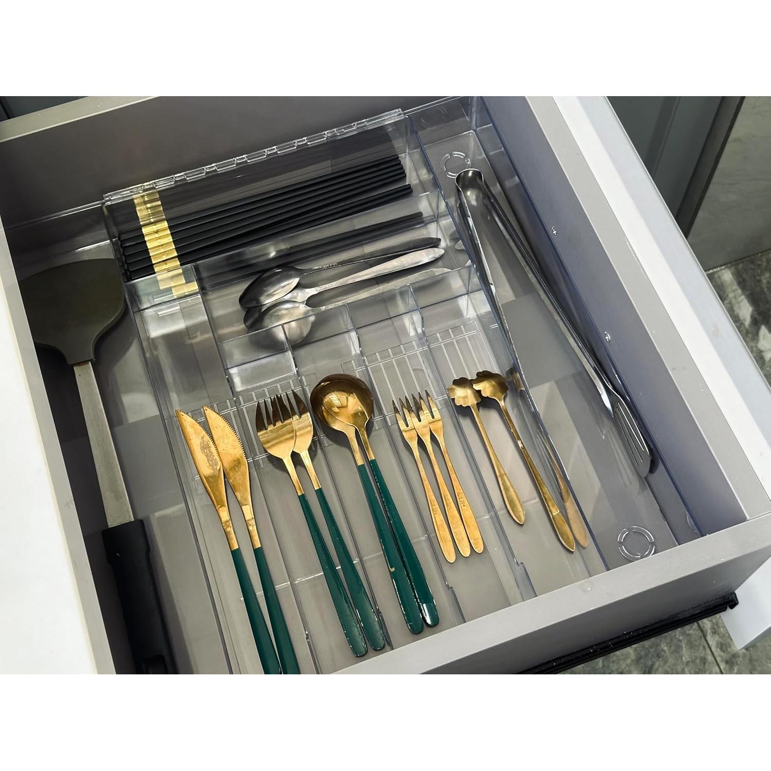 Organizador de Utensilios IEEK Expandible Transparente 45x42 cm