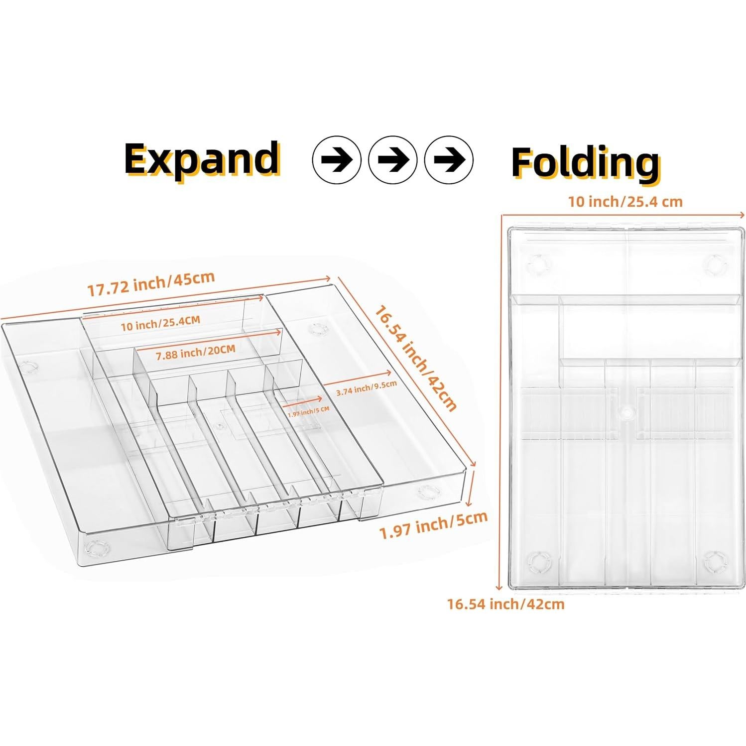 Organizador de Utensilios IEEK Expandible Transparente 45x42 cm