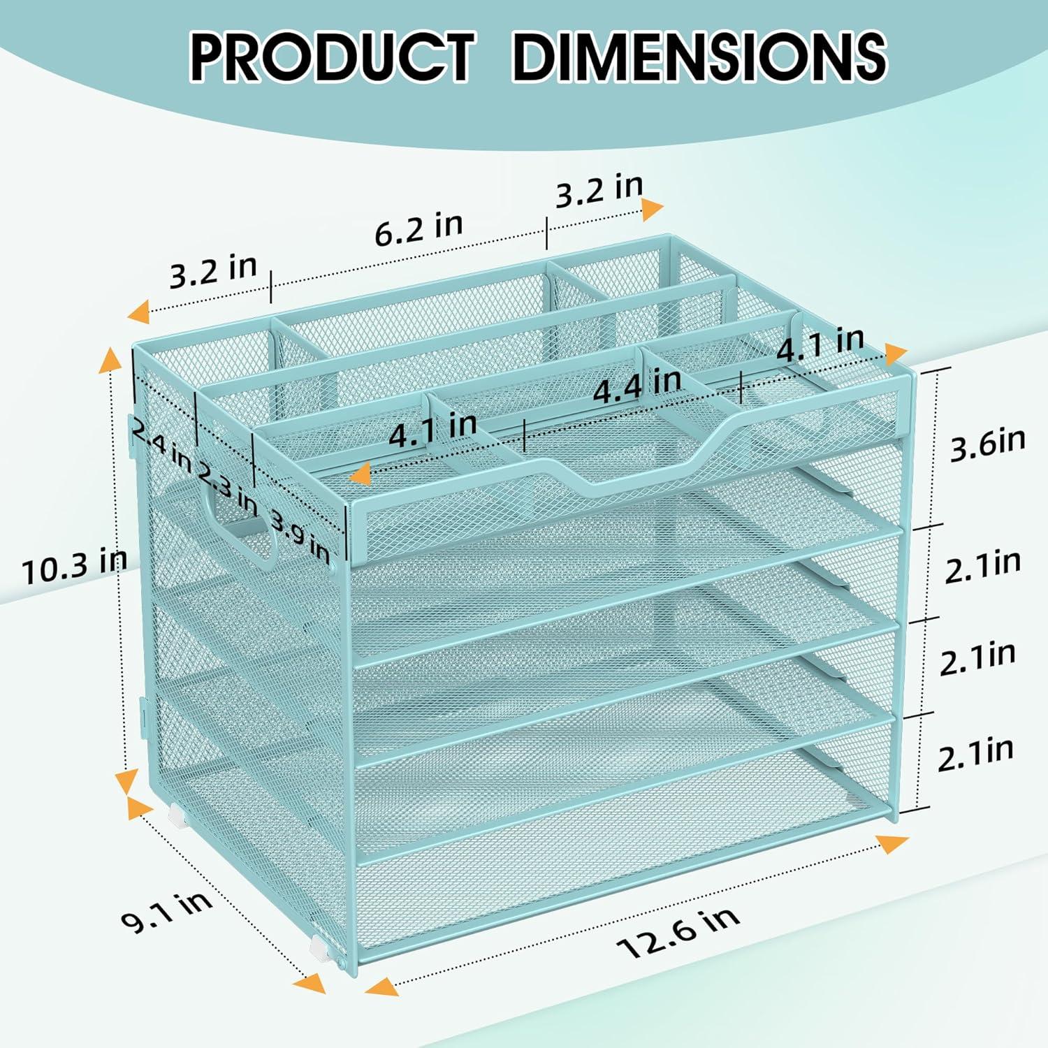 Organizador de Archivos de 5 Niveles OrgMate Azul con Sujetapapeles