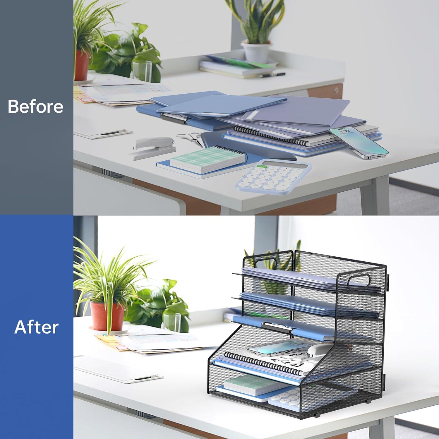 Organizador de Escritorio SUPEASY 5 Niveles Metal Negro