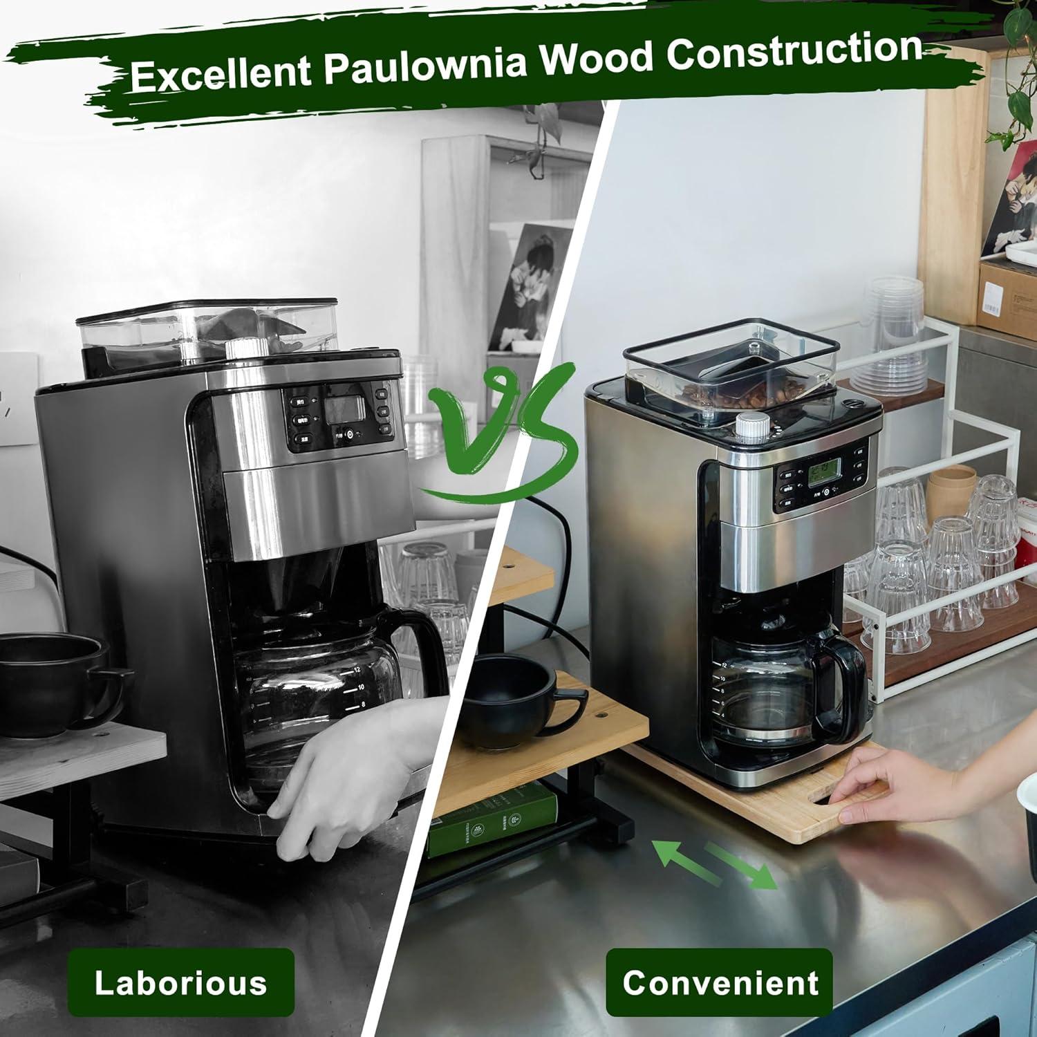 Bandeja Deslizante para Cafetera Cocina Paulownia 19x35.5cm