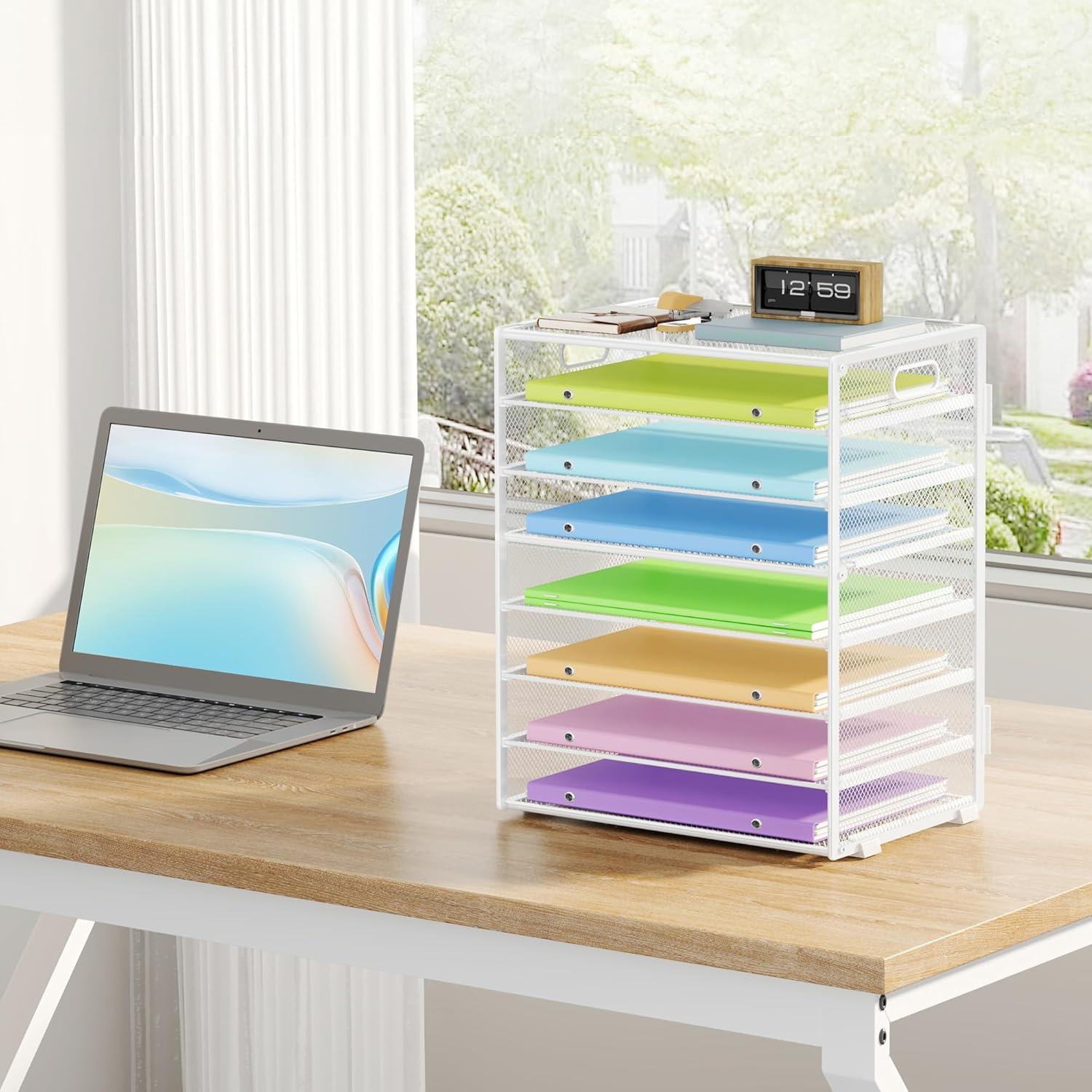 Organizador de Papel de 8 Niveles Biciyarn Blanco para Escritorio