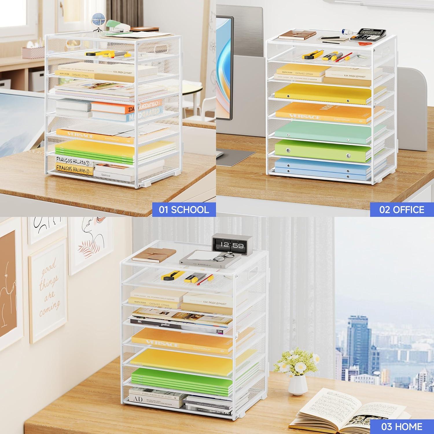 Organizador de Papel de 8 Niveles Biciyarn Blanco para Escritorio