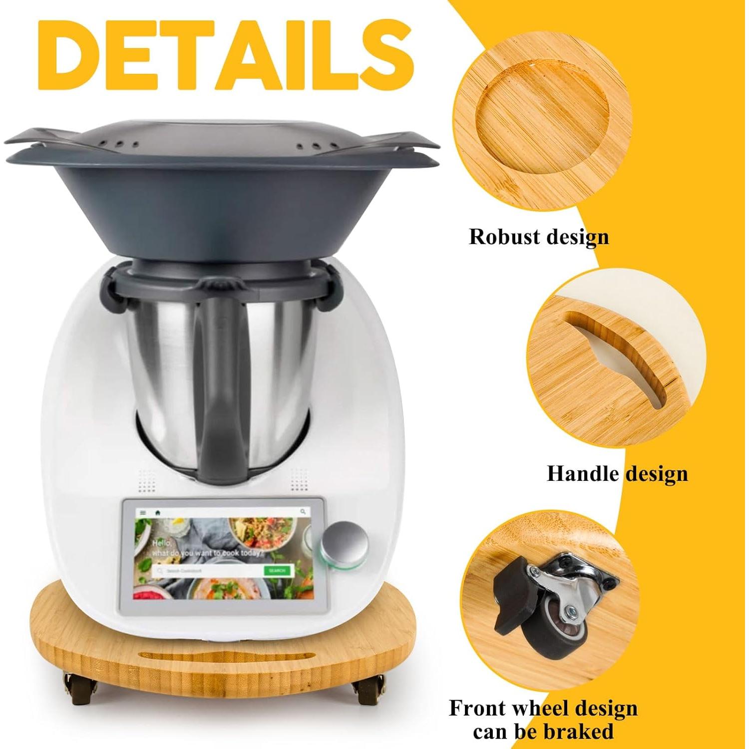 Bandeja Deslizante para Thermomix TM5 TM6 - Ruedas y Bambú