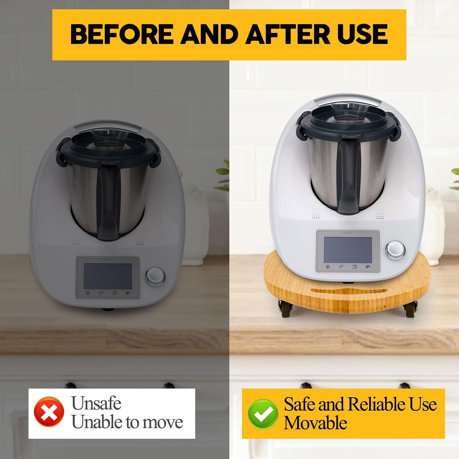 Bandeja Deslizante para Thermomix TM5 TM6 - Ruedas y Bambú