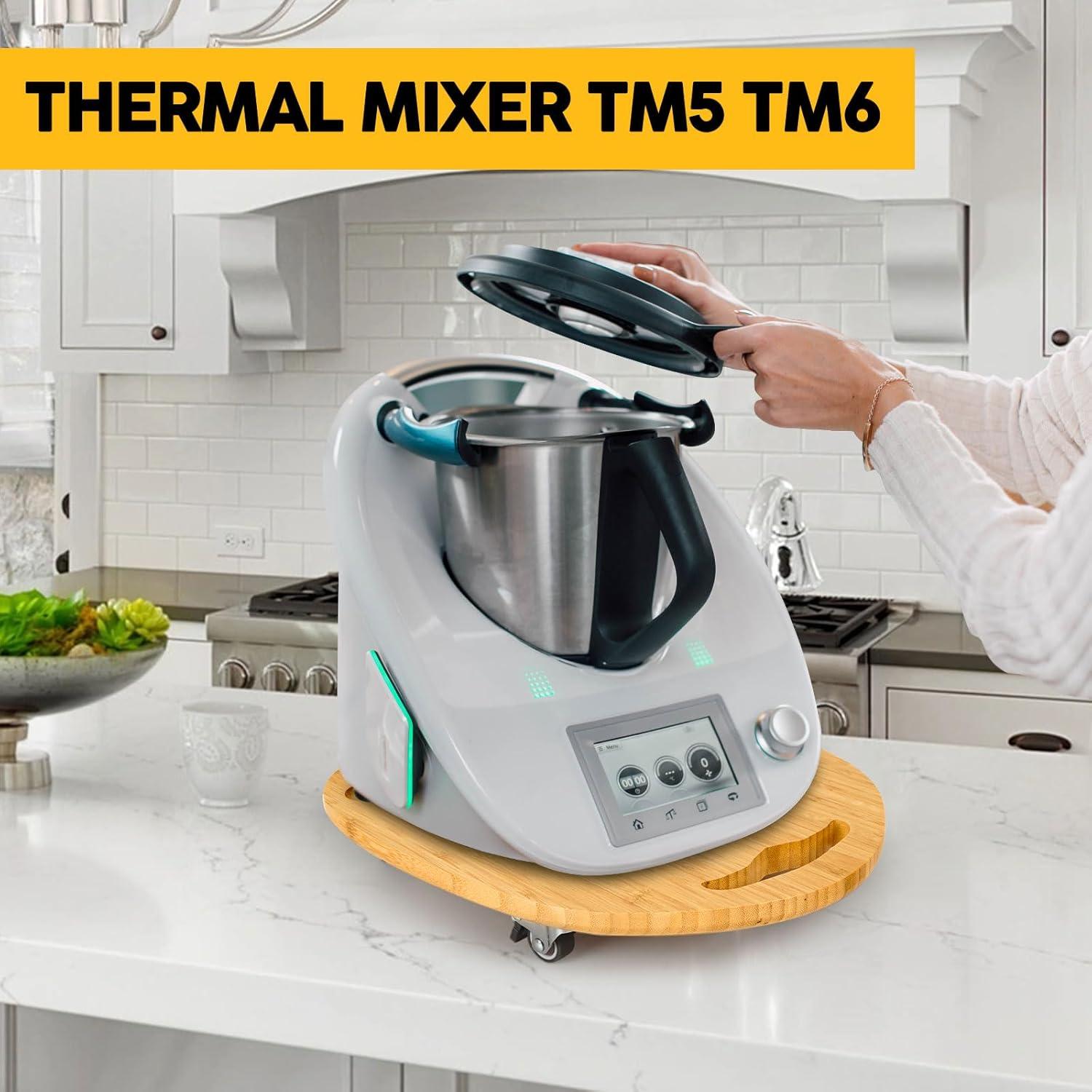 Bandeja Deslizante para Thermomix TM5 TM6 - Ruedas y Bambú