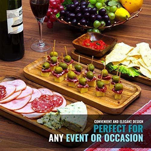 Set de 3 Bandejas Rectangulares de Madera Acacia 30 cm