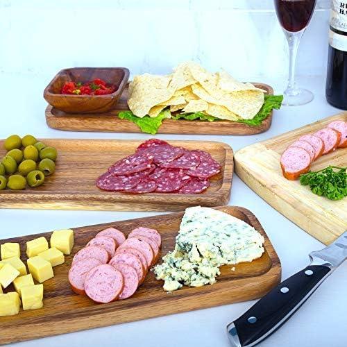 Set de 3 Bandejas Rectangulares de Madera Acacia 30 cm