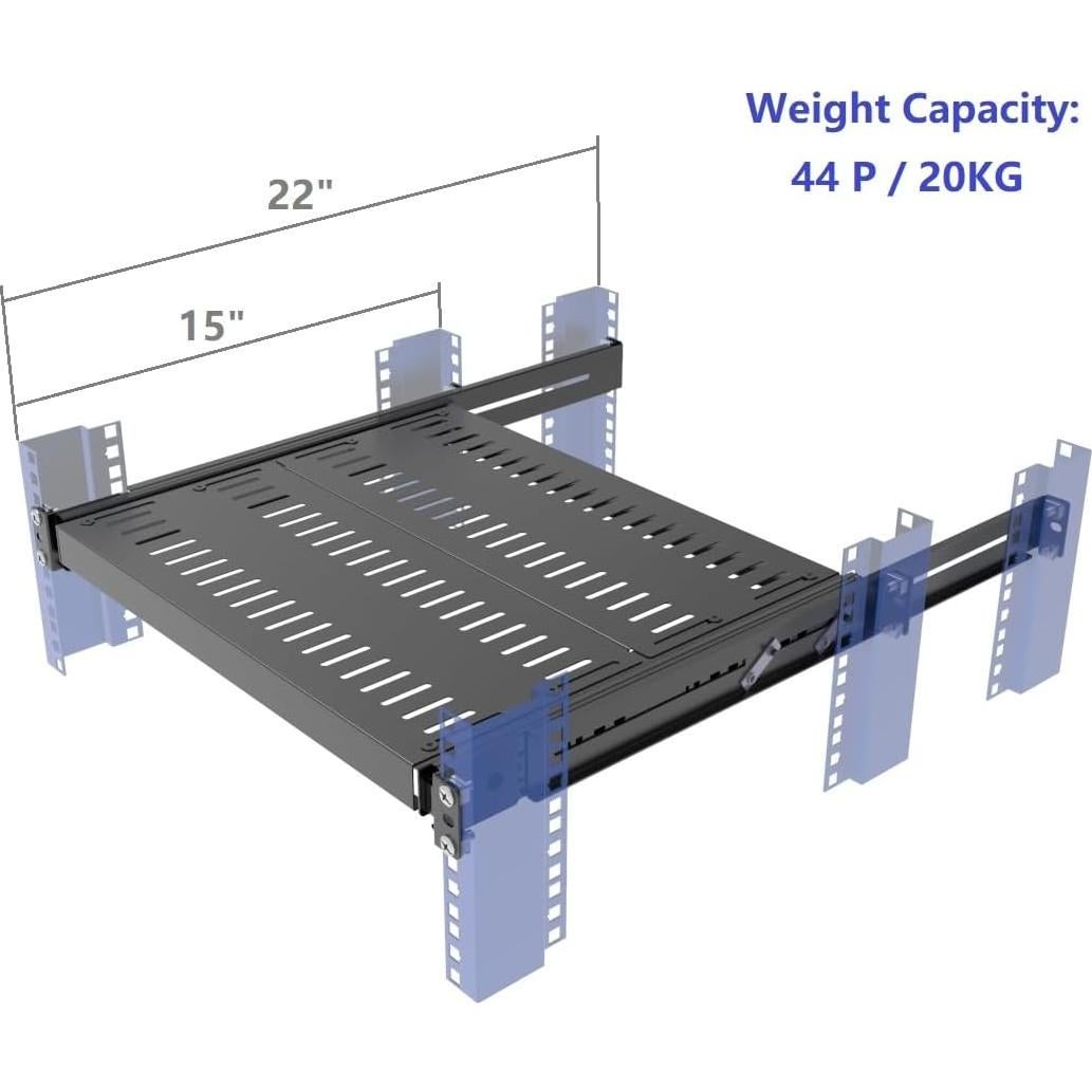 Estante Deslizante 1U Jingcheng para Rack 19" Ajustable 15-22"