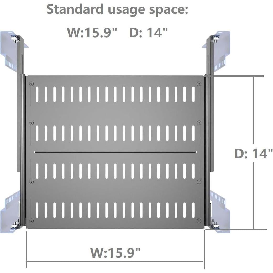 Estante Deslizante 1U Jingcheng para Rack 19" Ajustable 15-22"