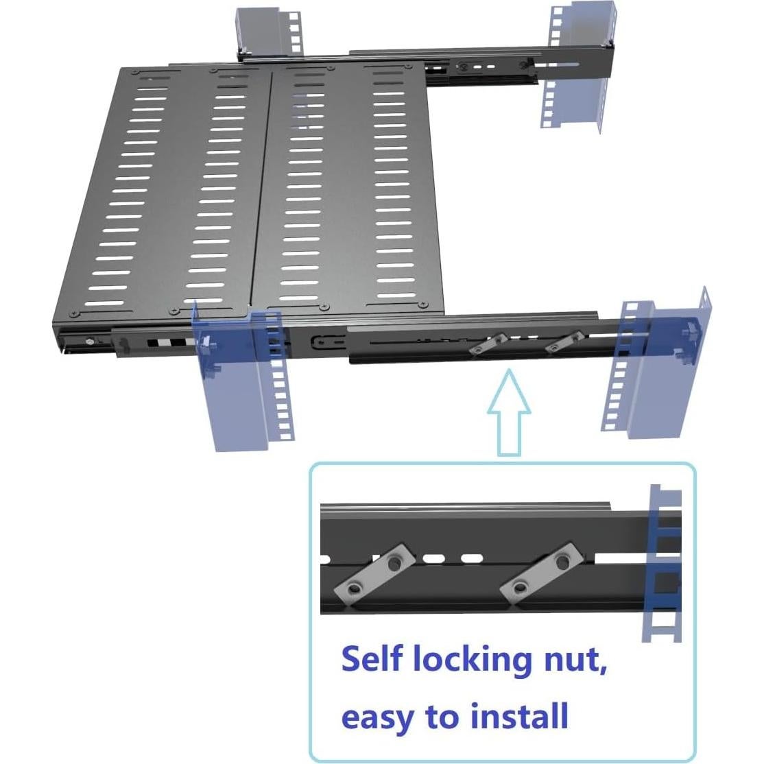 Estante Deslizante 1U Jingcheng para Rack 19" Ajustable 15-22"