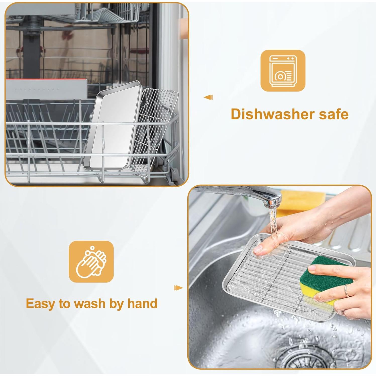 Juego de bandeja y rejilla para horno tostador TeamFar 23.6x17.8cm