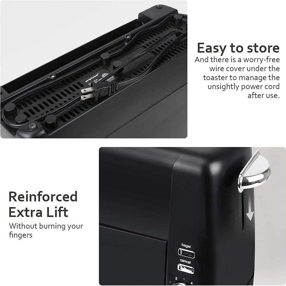 Tostadora de ranura larga prepAmeal para 2 rebanadas negra