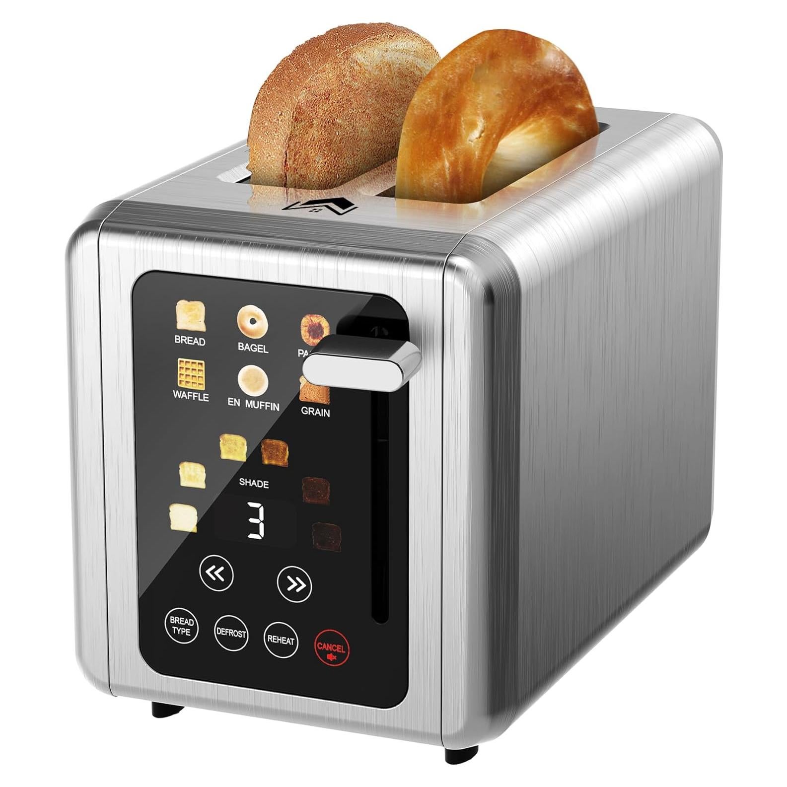 Tostadora WUNLY de 4 Rebanadas Acero Inoxidable Pantalla Táctil
