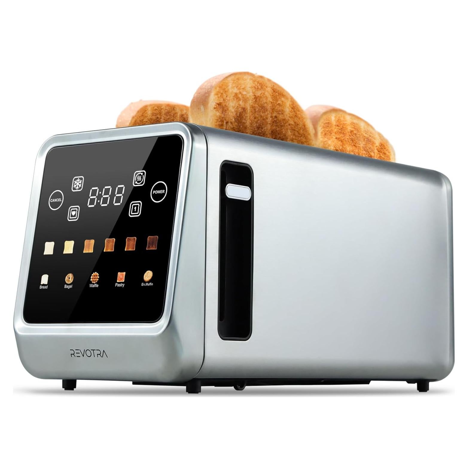 Tostadora REVOTRA 4 Rebanadas Acero Inoxidable Pantalla Táctil