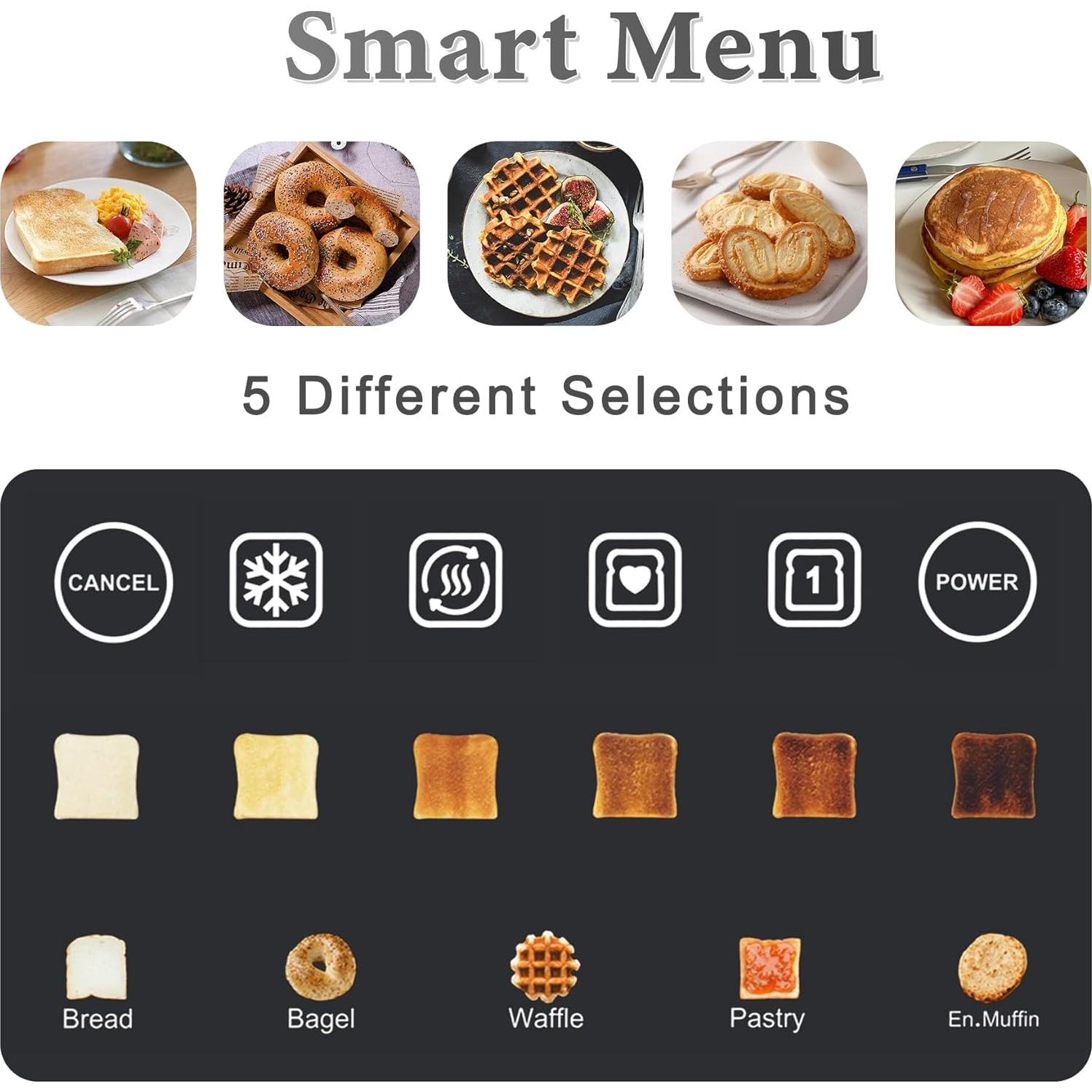 Tostadora REVOTRA 4 Rebanadas Acero Inoxidable Pantalla Táctil