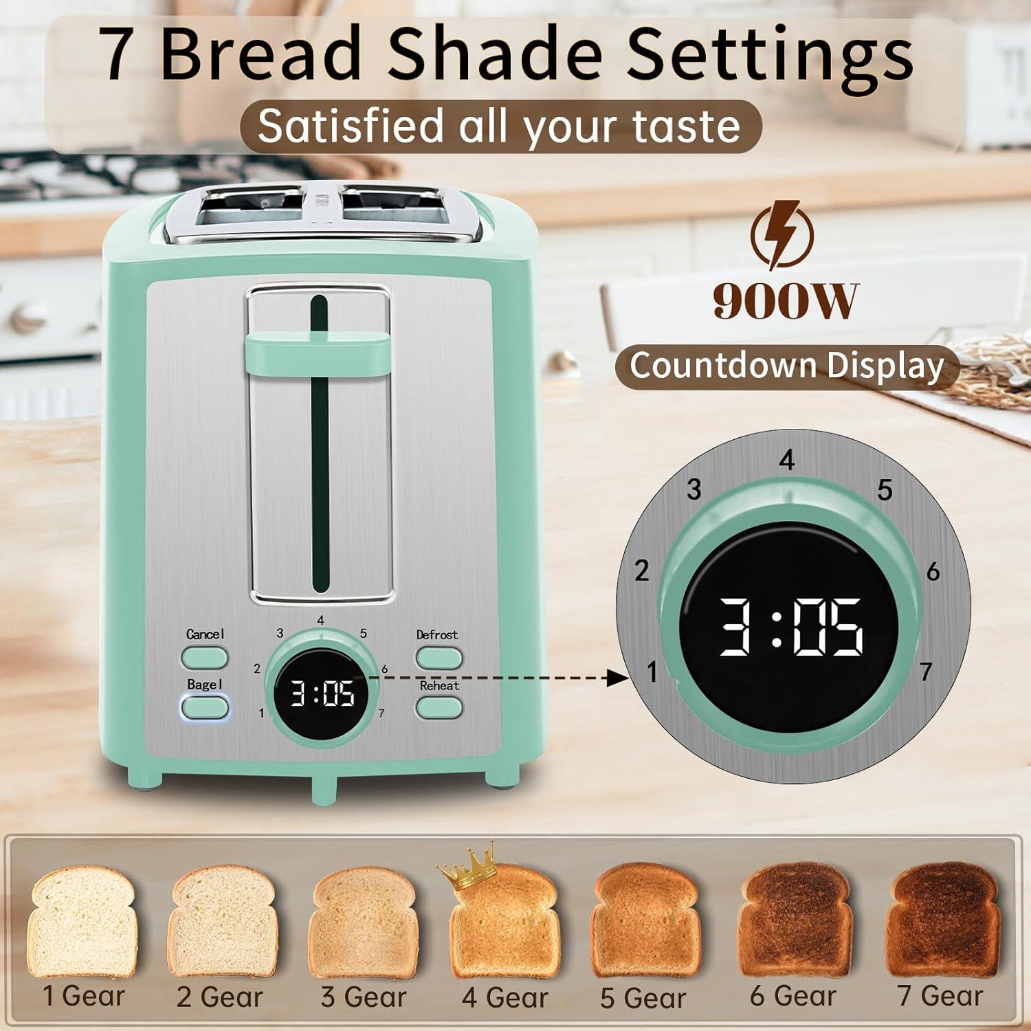 Tostadora SEEDEEM 2 Rebanadas LCD 900W Azul Azur 7 Niveles