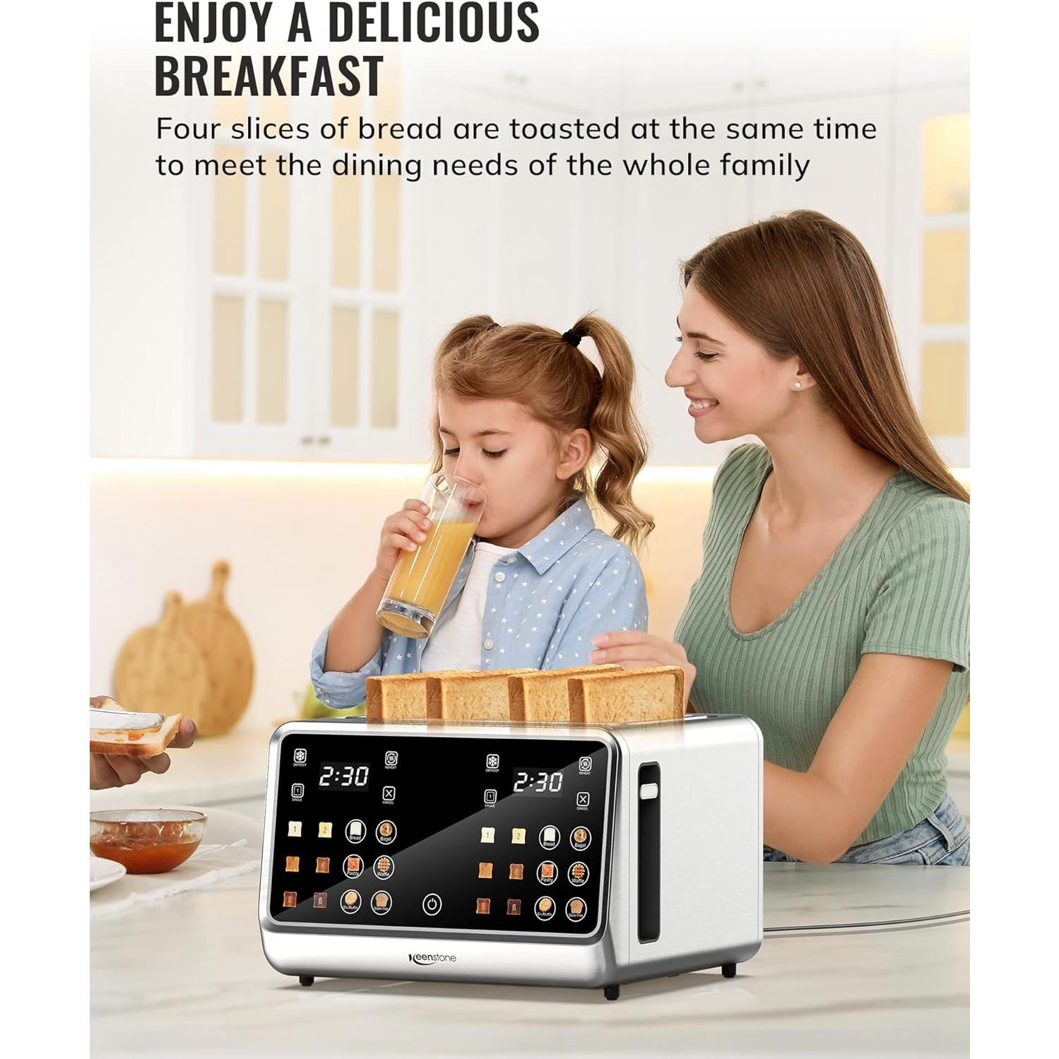 Tostadora Keenstone 4 Rebanadas Acero Inoxidable Digital