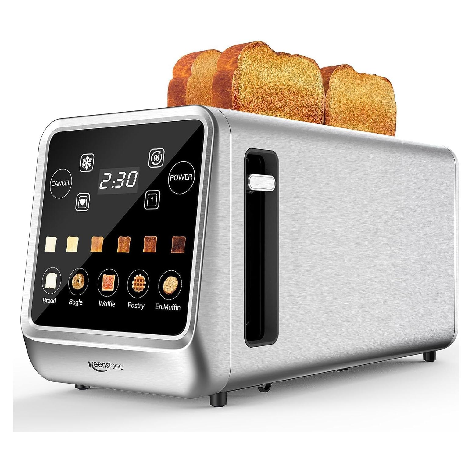 Tostadora Keenstone 4 Rebanadas Acero Inoxidable Digital