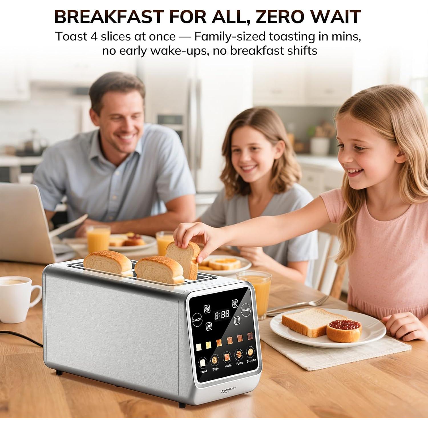 Tostadora Keenstone 4 Rebanadas Acero Inoxidable Digital