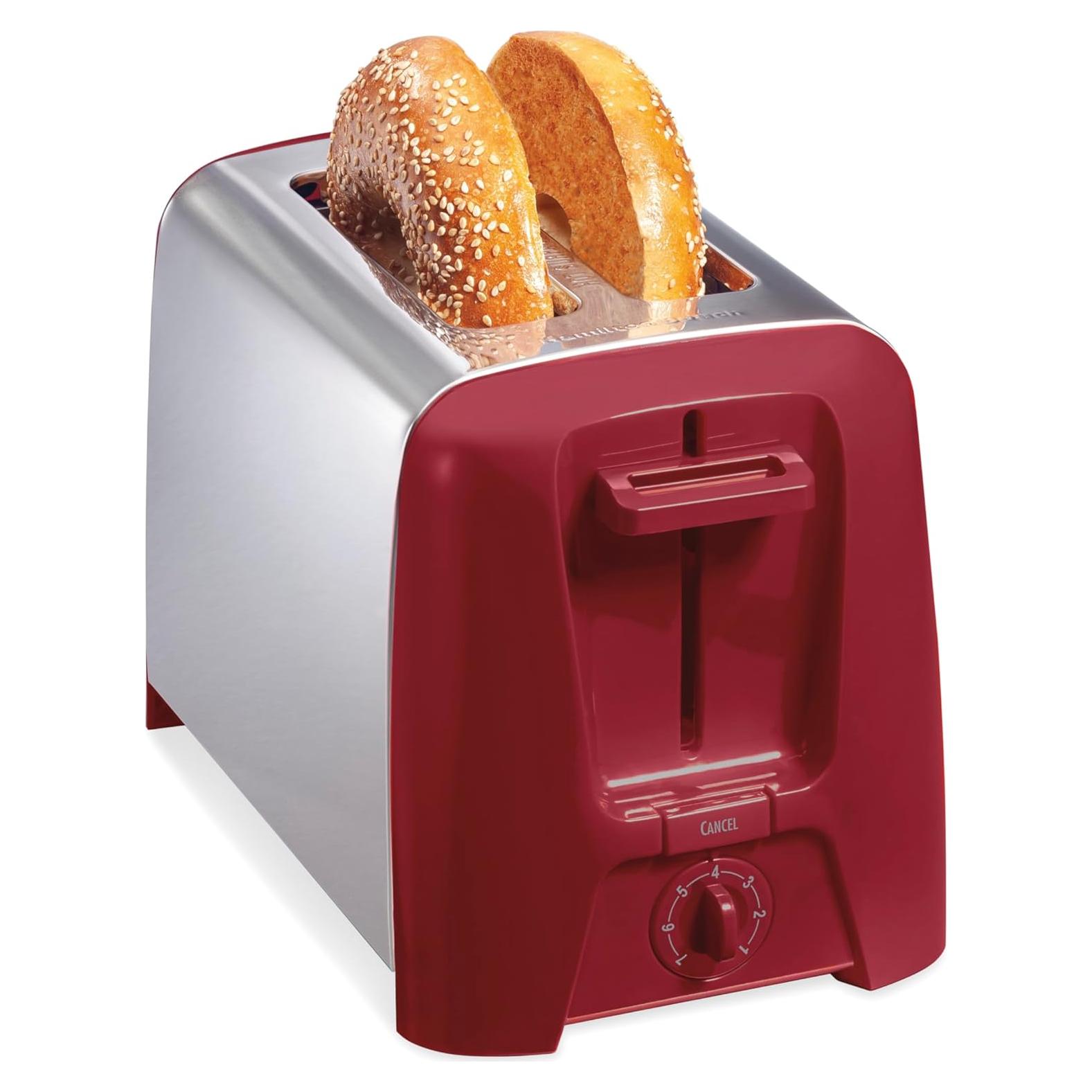 Tostadora Hamilton Beach 2 Rebanadas Roja con Ranuras Anchas