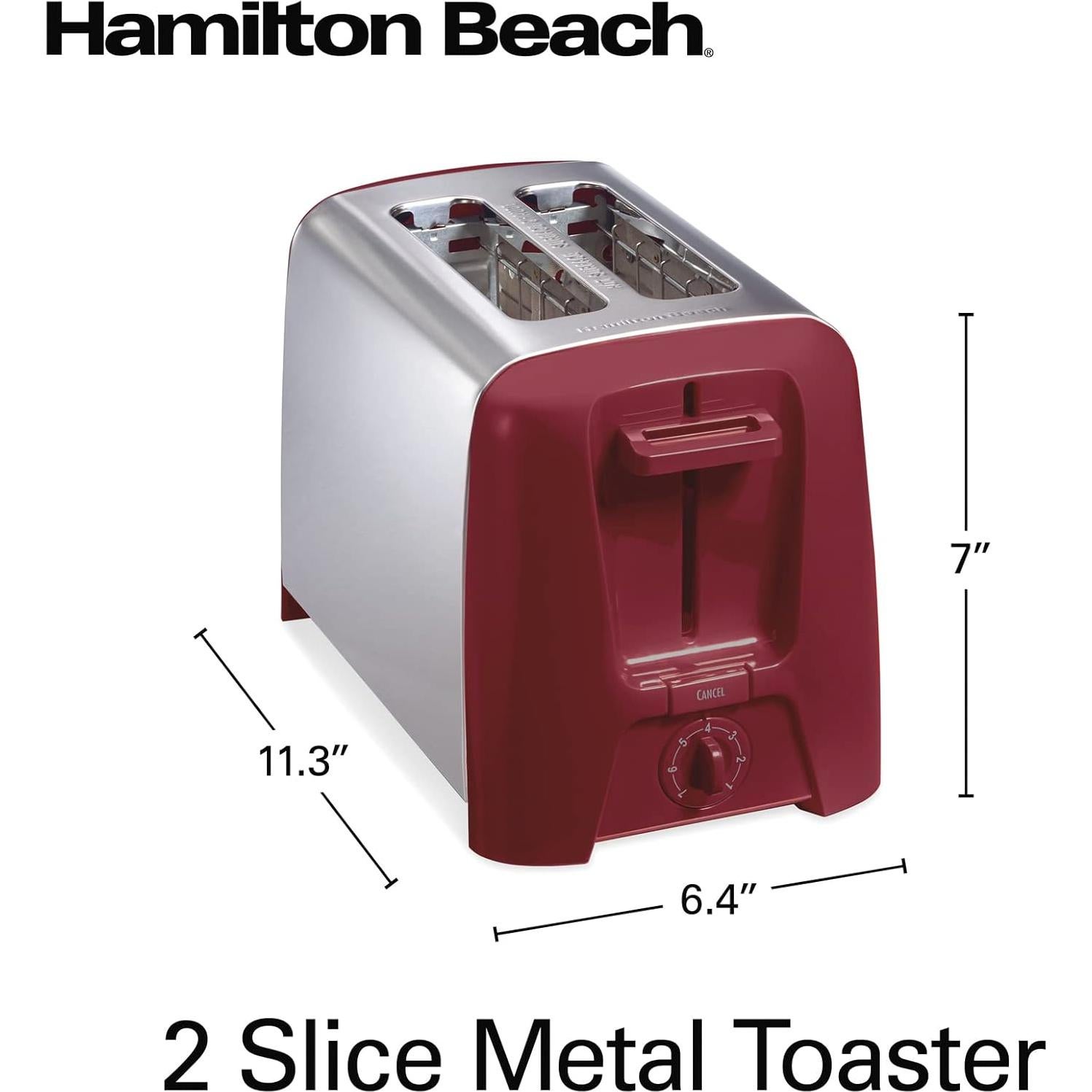 Tostadora Hamilton Beach 2 Rebanadas Roja con Ranuras Anchas