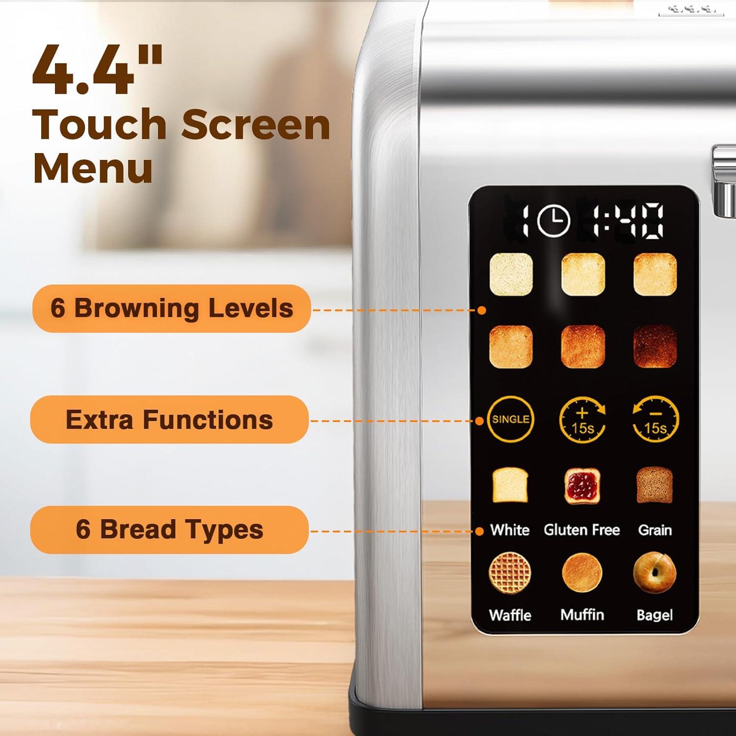 Tostadora RONGBEST 2 Rebanadas Acero Inoxidable Pantalla Táctil