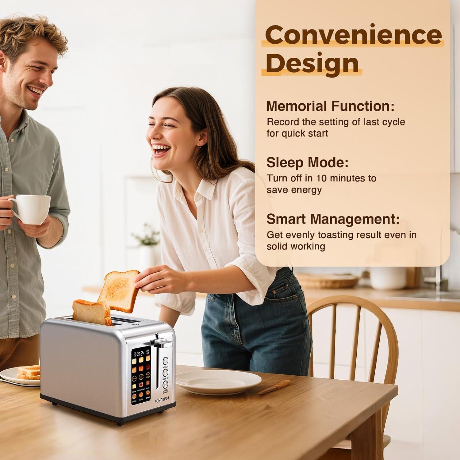 Tostadora RONGBEST 2 Rebanadas Acero Inoxidable Pantalla Táctil