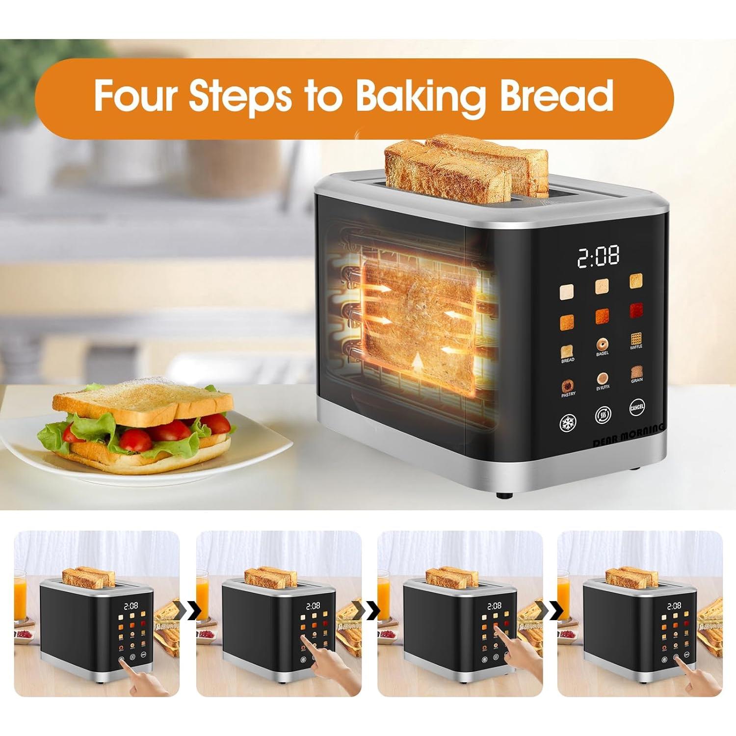 Tostadora Digital 2 Rebanadas Dear Morning con Pantalla Táctil