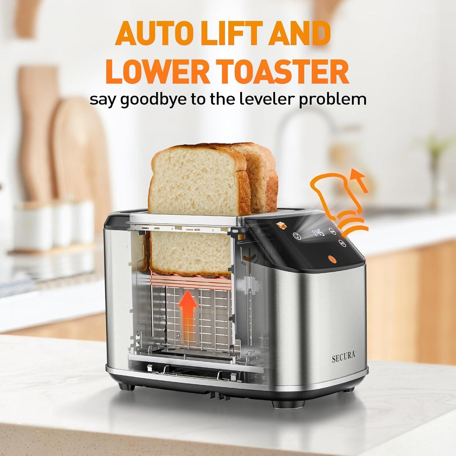 Tostadora Inteligente Secura Acero Inoxidable 2 Rebanadas