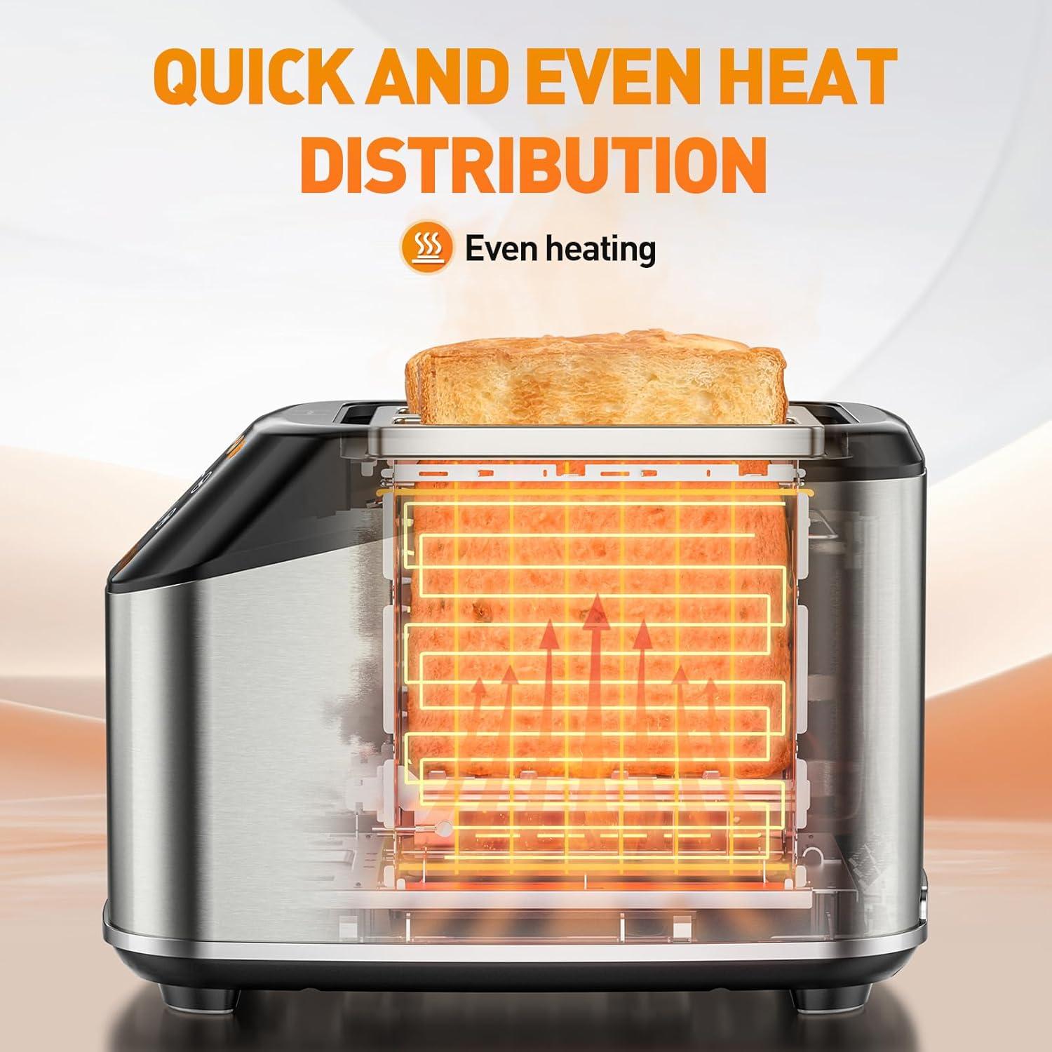 Tostadora Inteligente Secura Acero Inoxidable 2 Rebanadas