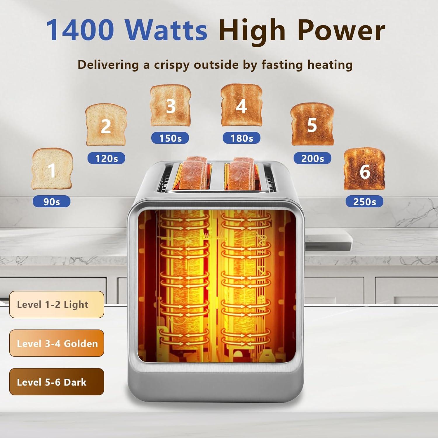 Tostadora Inteligente SAKAMOSH 4 Rebanadas Acero Inoxidable 1400W