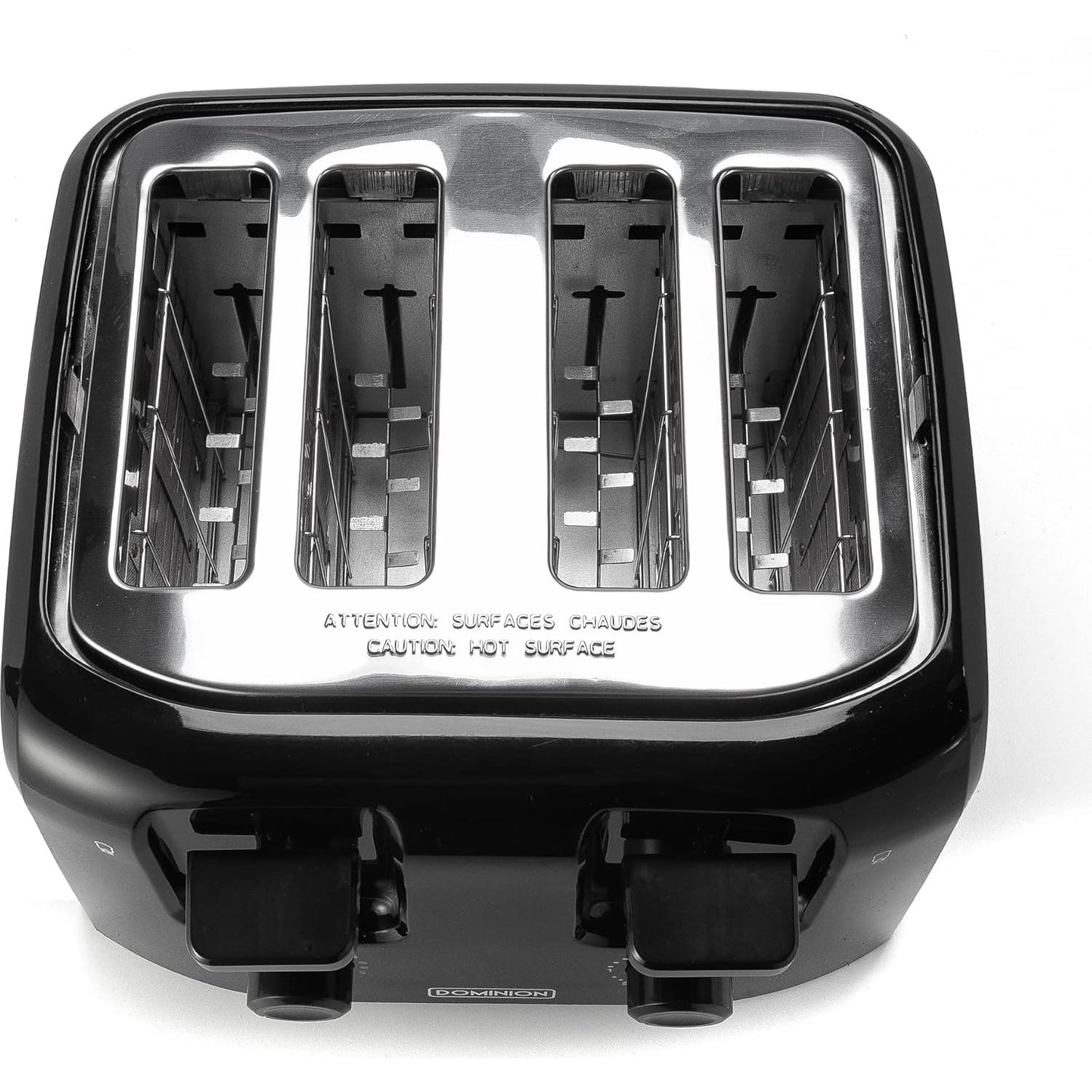 Tostadora Dominion 4 Rebanadas Control Tono Bandeja Migas Negra