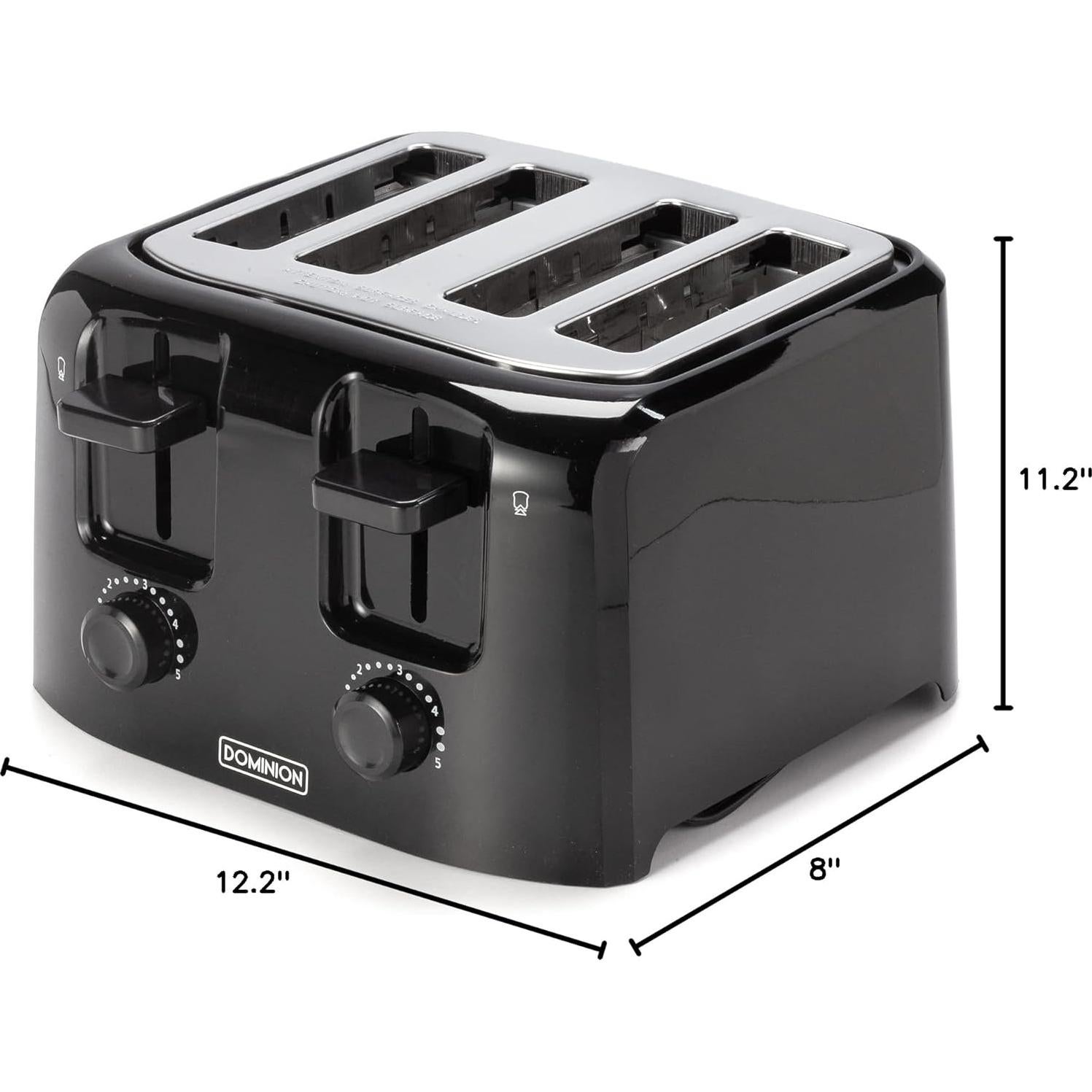 Tostadora Dominion 4 Rebanadas Control Tono Bandeja Migas Negra