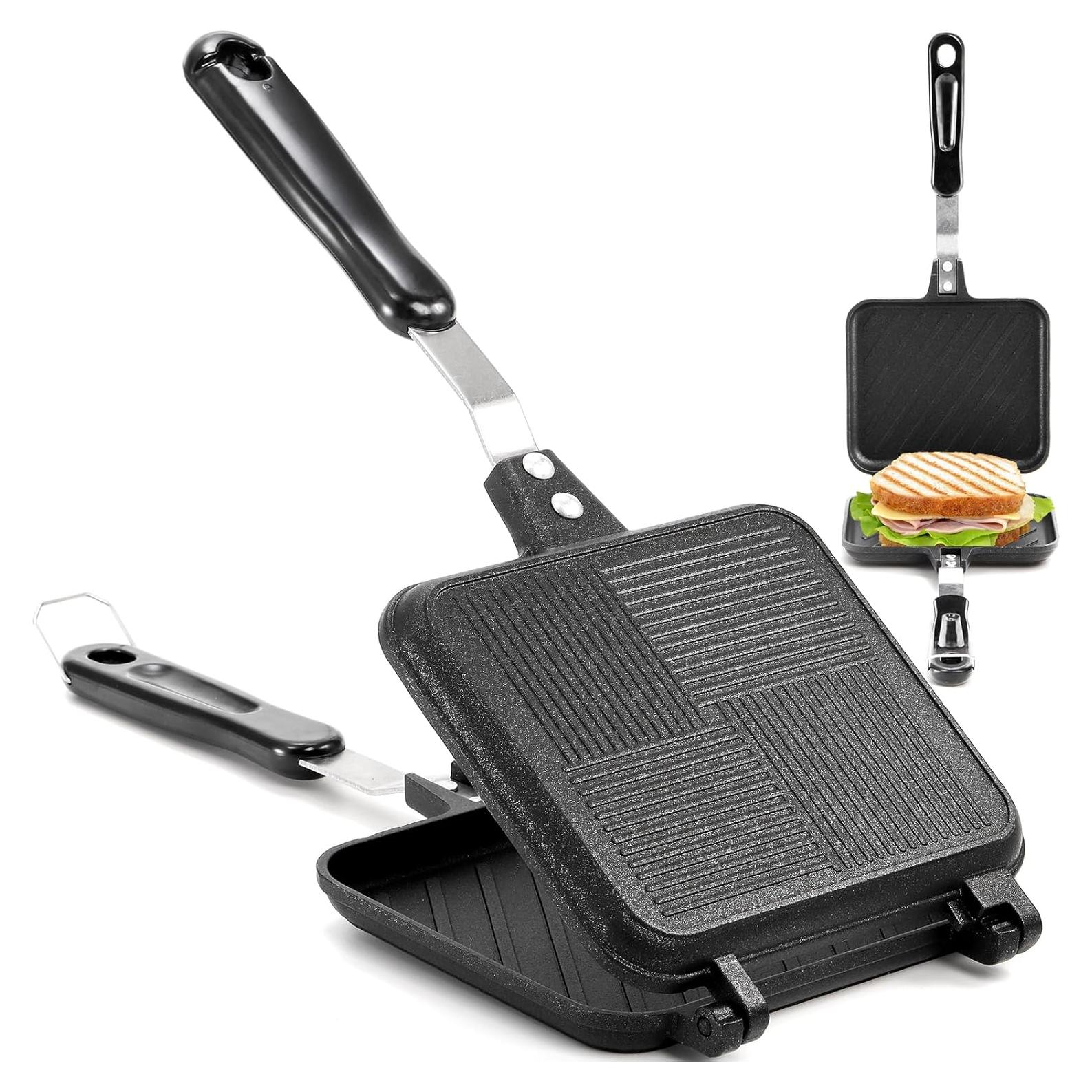 Sartén Doble Antiadherente Elsjoy para Sándwiches Panini 35.56x15.24cm