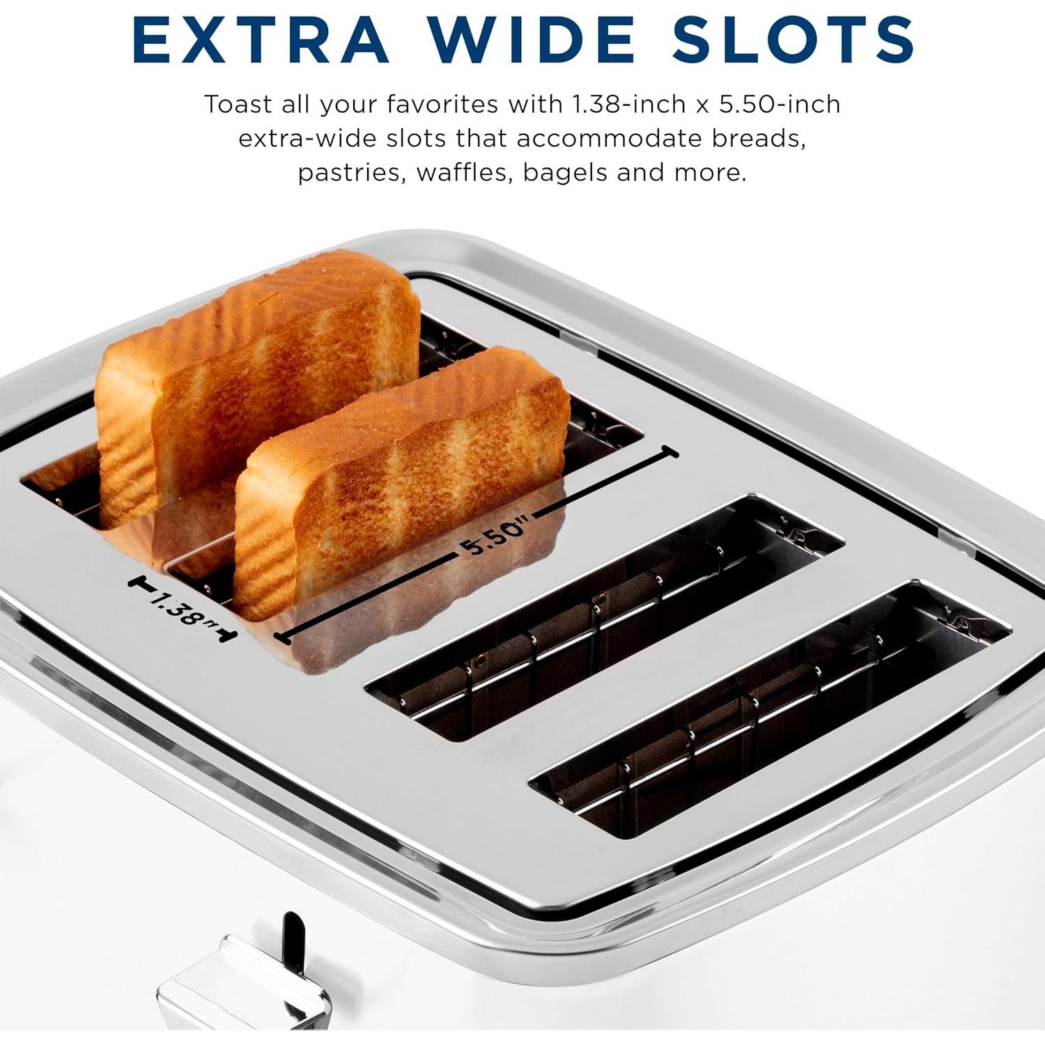 Tostadora GE 4 Rebanadas Blanca | Ranuras Anchas y 7 Configuraciones