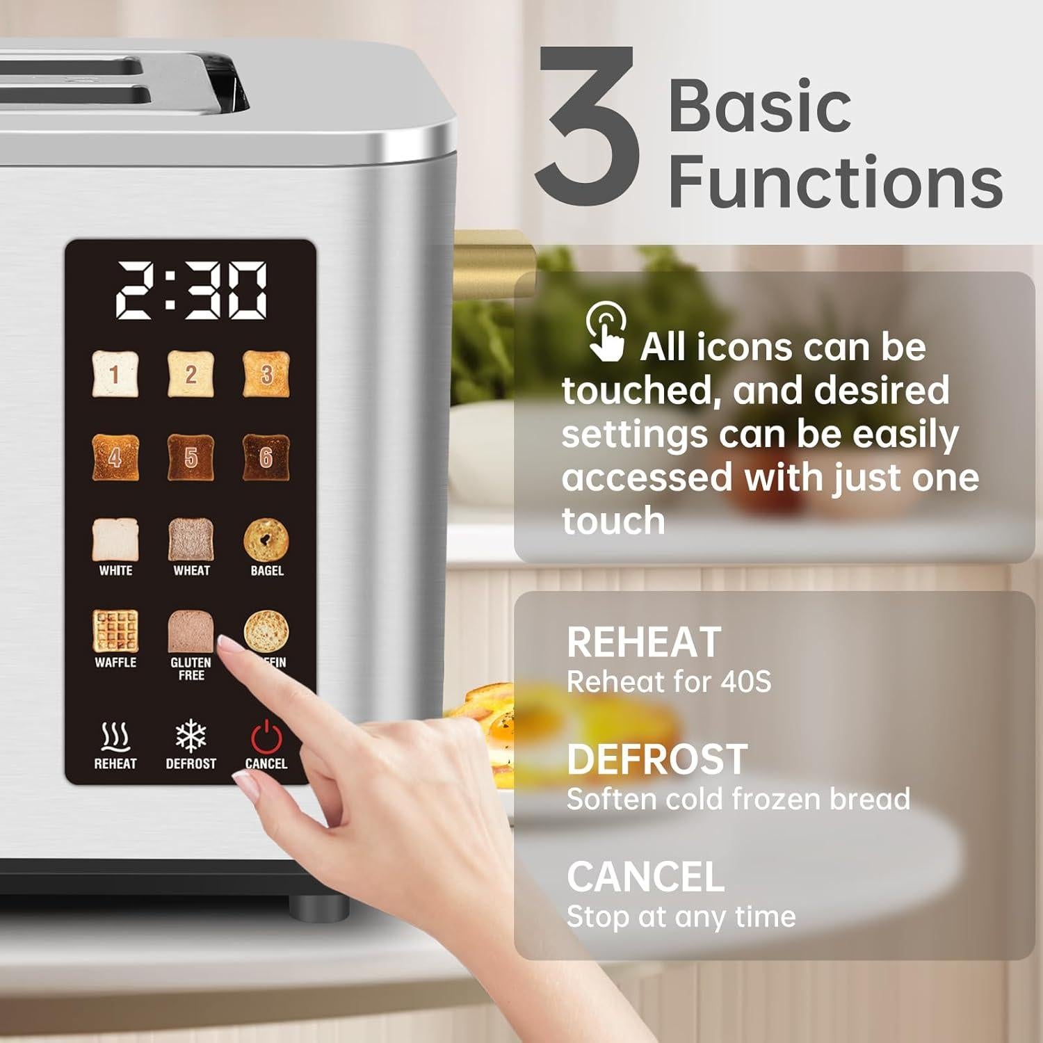 Tostadora SEEDEEM 2 Rebanadas Acero Inoxidable 900W Táctil