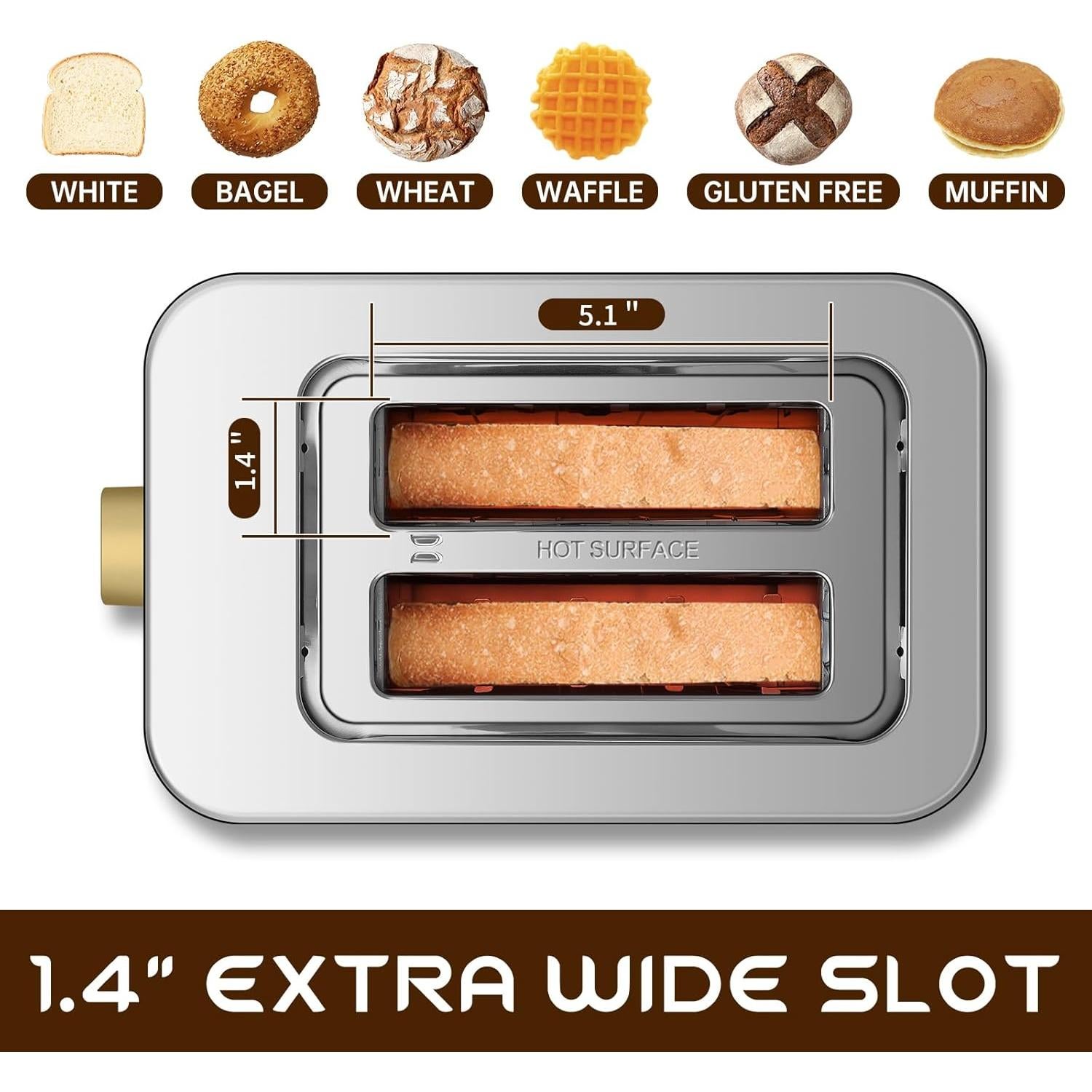 Tostadora SEEDEEM 2 Rebanadas Acero Inoxidable 900W Táctil