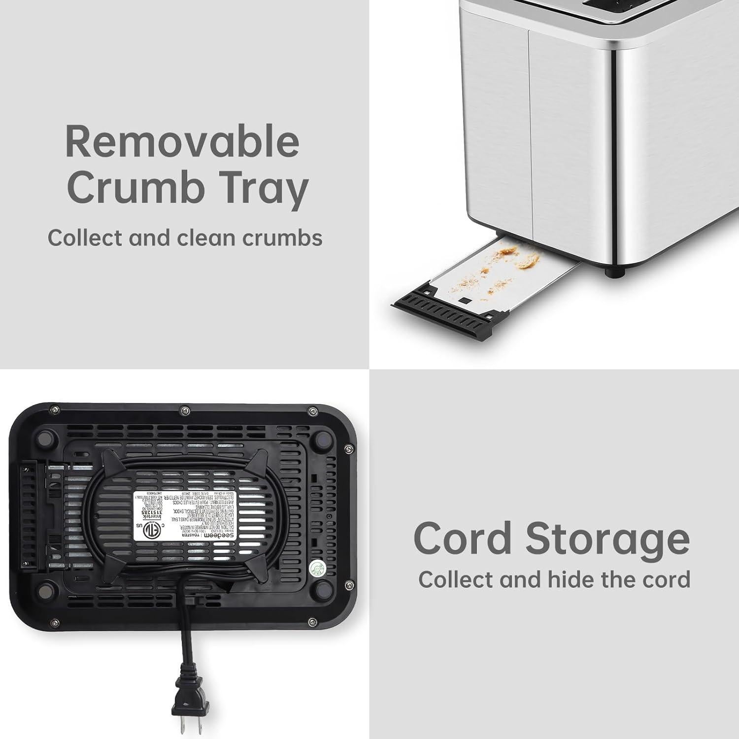 Tostadora SEEDEEM 2 Rebanadas Acero Inoxidable 900W Táctil