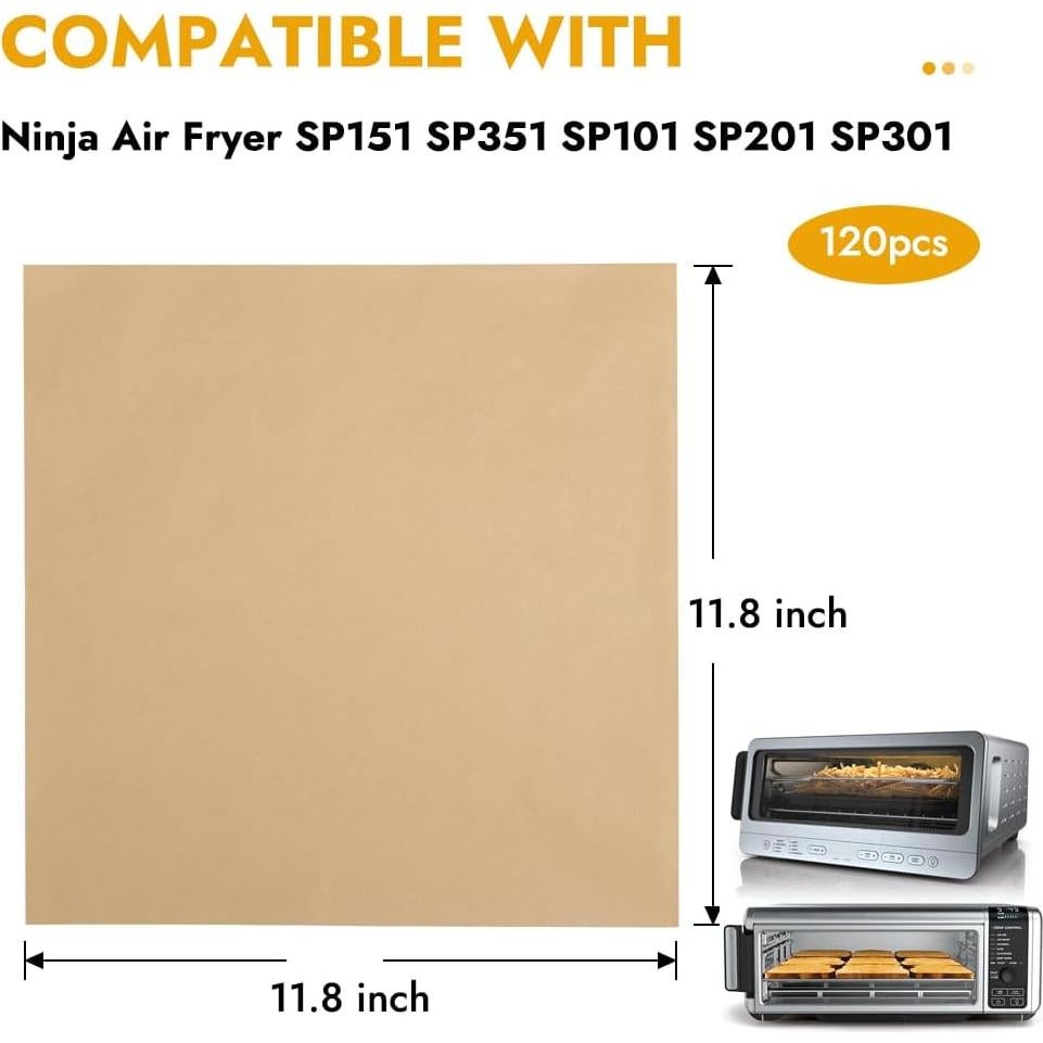 Papel de Hornear BYKITCHEN 120pcs 30x30cm para Freidora Ninja