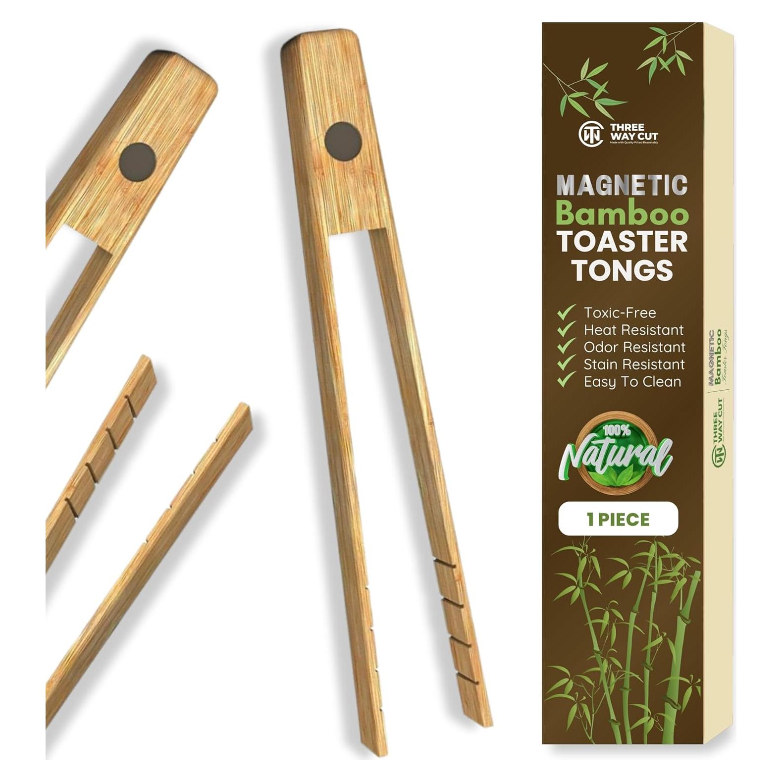 Pinzas para Tostadora de Bambú con Imán 20 cm Three Way Cut