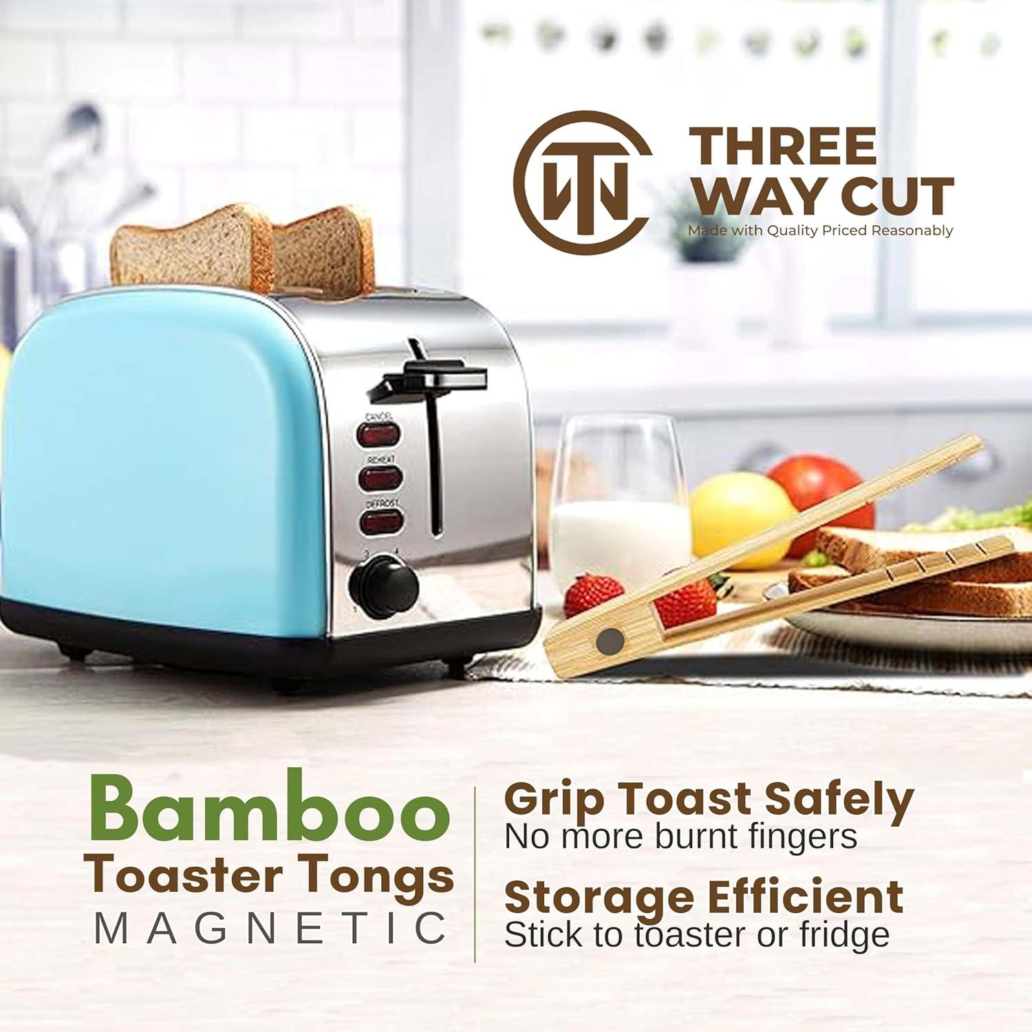 Pinzas para Tostadora de Bambú con Imán 20 cm Three Way Cut