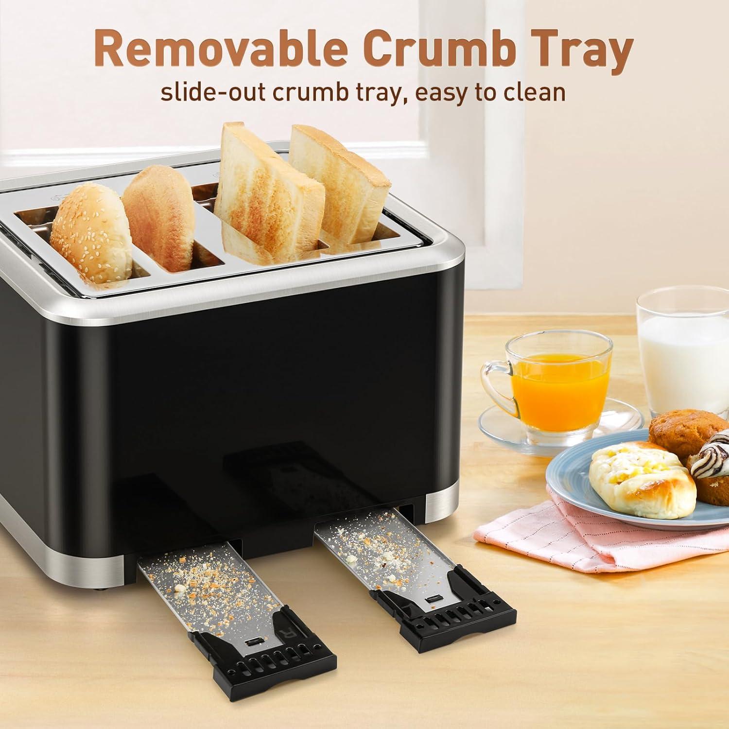 Tostadora Secura de 4 Rebanadas con Pantalla Táctil y Control Dual