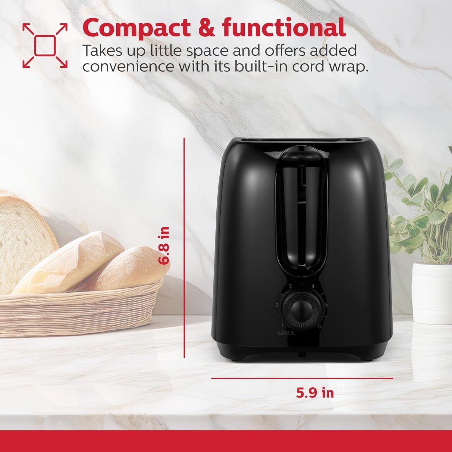 Tostadora Eléctrica 2 Rebanadas Holstein Housewares Negra