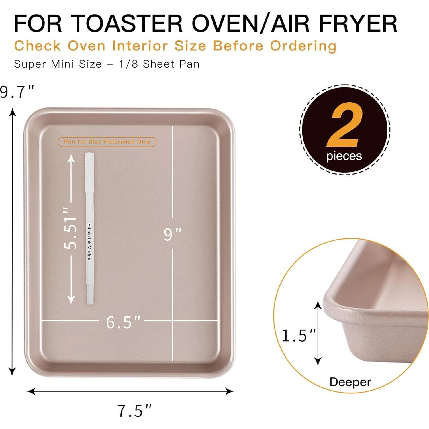 Juego de Bandejas para Horno Tostador HONGBAKE 2 Piezas Antiadherente