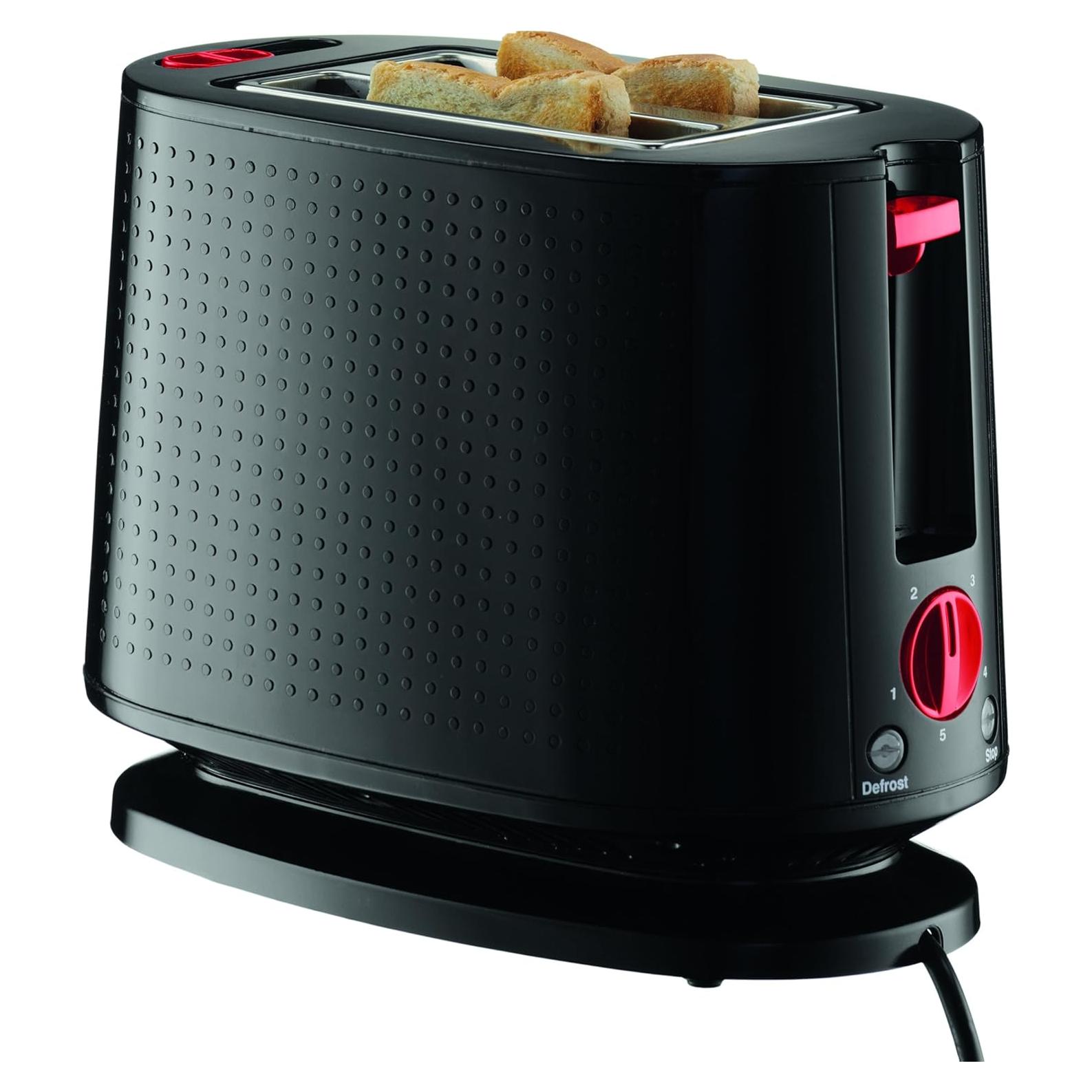 Tostadora Bodum Bistro 900W 2 Rebanadas Negra Retro Moderna
