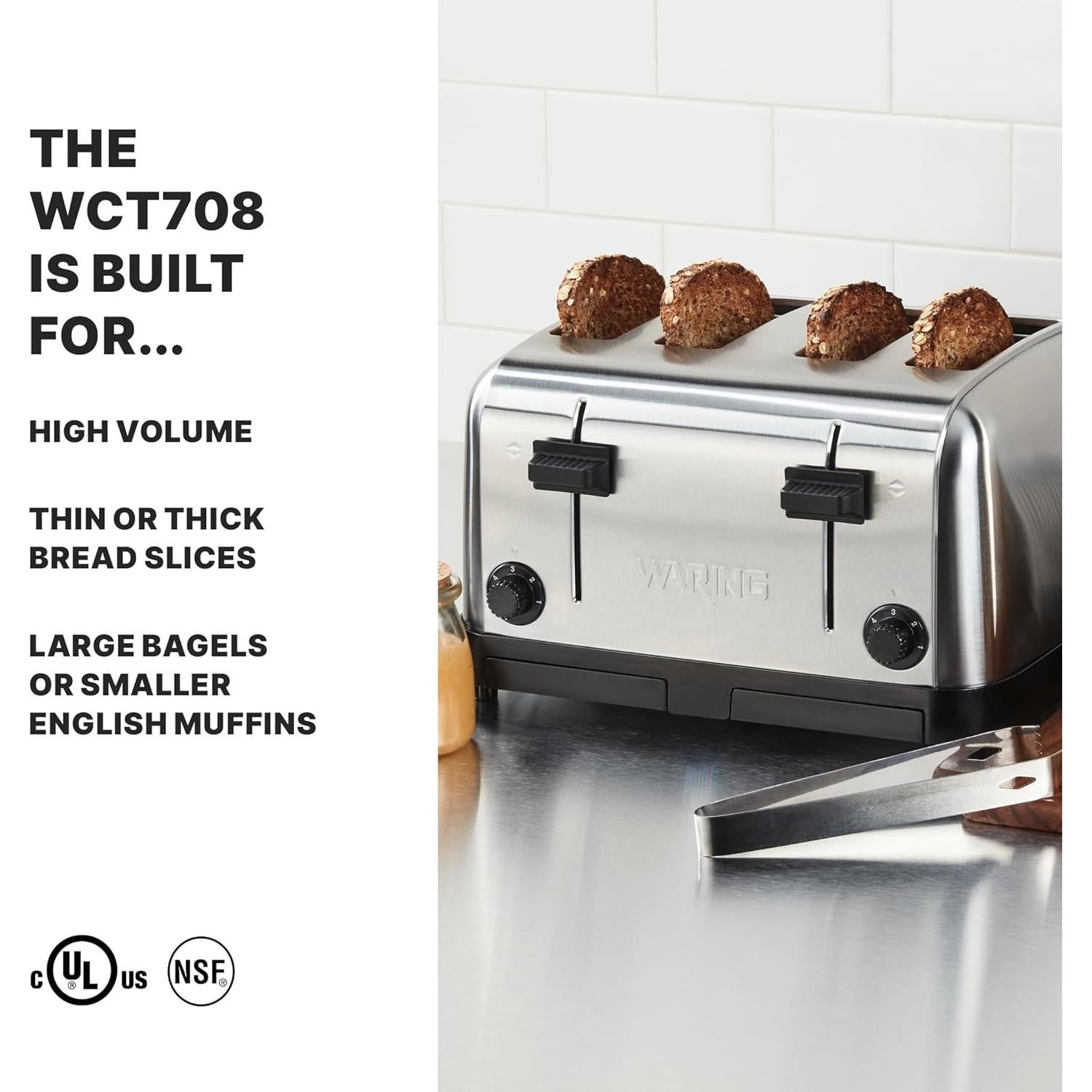 Tostadora Waring WCT708 4 Ranuras Acero Inoxidable 1800W